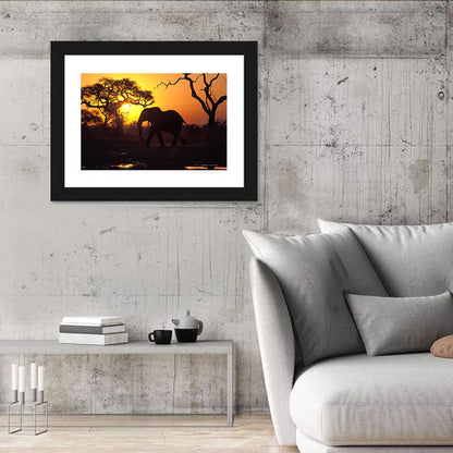 Elephant at Sunset Wall Art