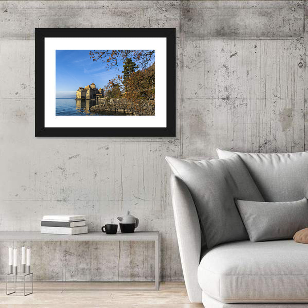 Chillon Castle on Lake Geneva Wall Art in a room, landscape