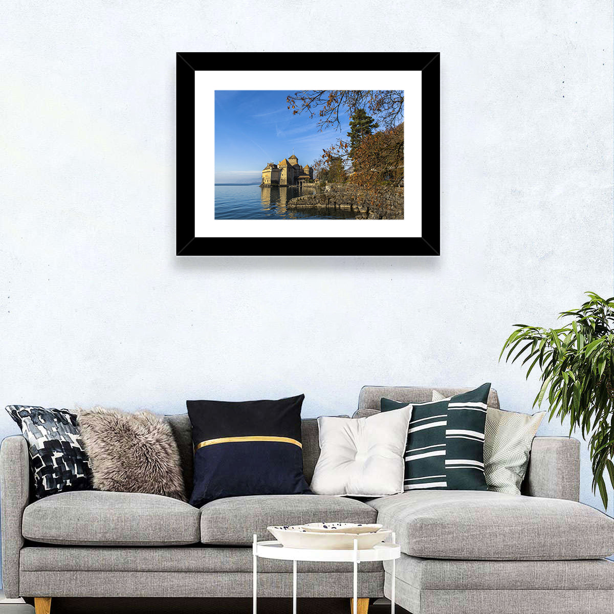 Chillon Castle on Lake Geneva Wall Art in a room, landscape