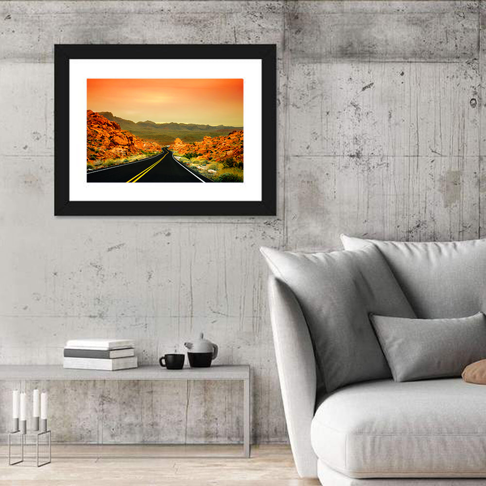 Valley of Fire Ii Road at Sunset Wall Art in a room, landscape