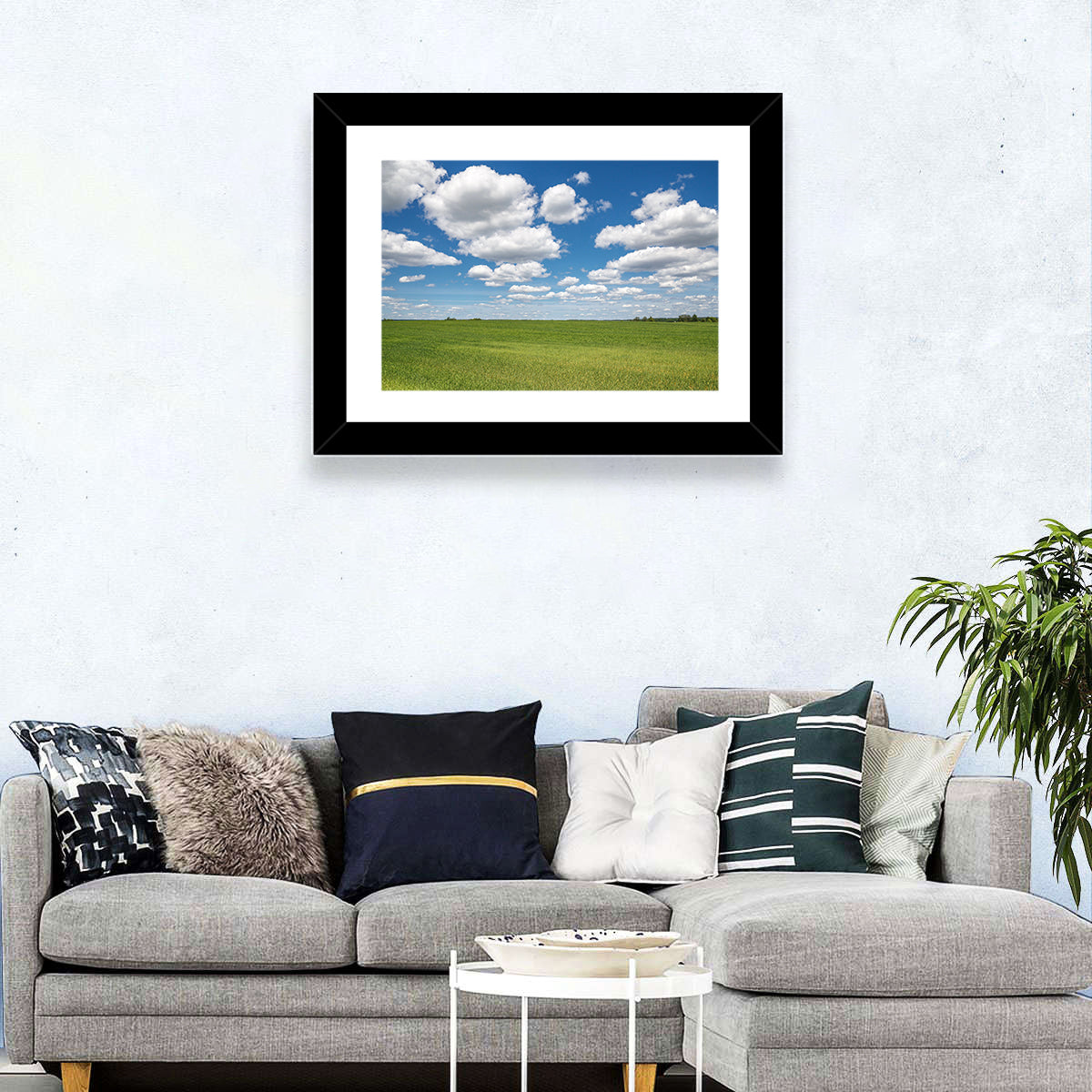 Cloud Filled Sky Over Meadow Wall Art