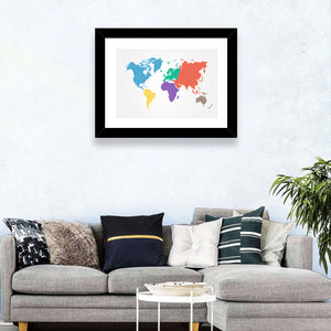 World Continents Map Wall Art