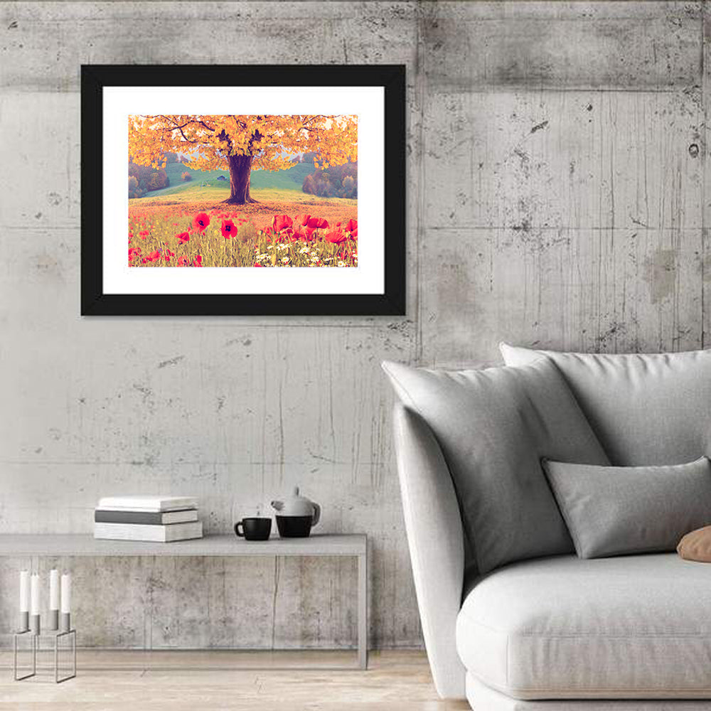 Autumn Tree and Poppy Field Wall Art