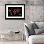 World Map Night Lights Wall Art