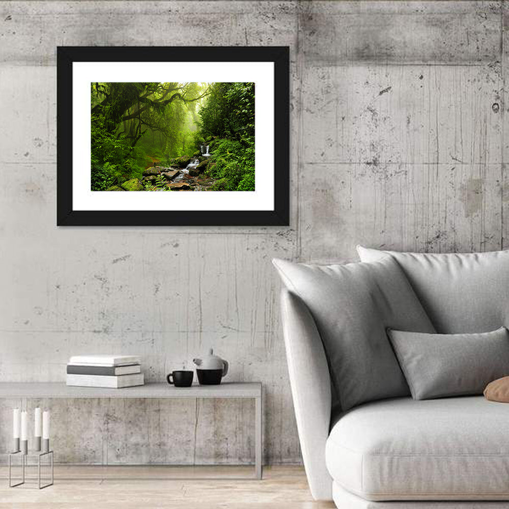 Annapurna Jungle Stream Wall Art in a room, landscape