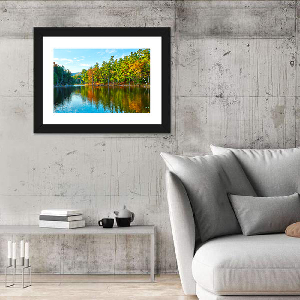 White Mountain Forest Reflections Wall Art in a room, landscape