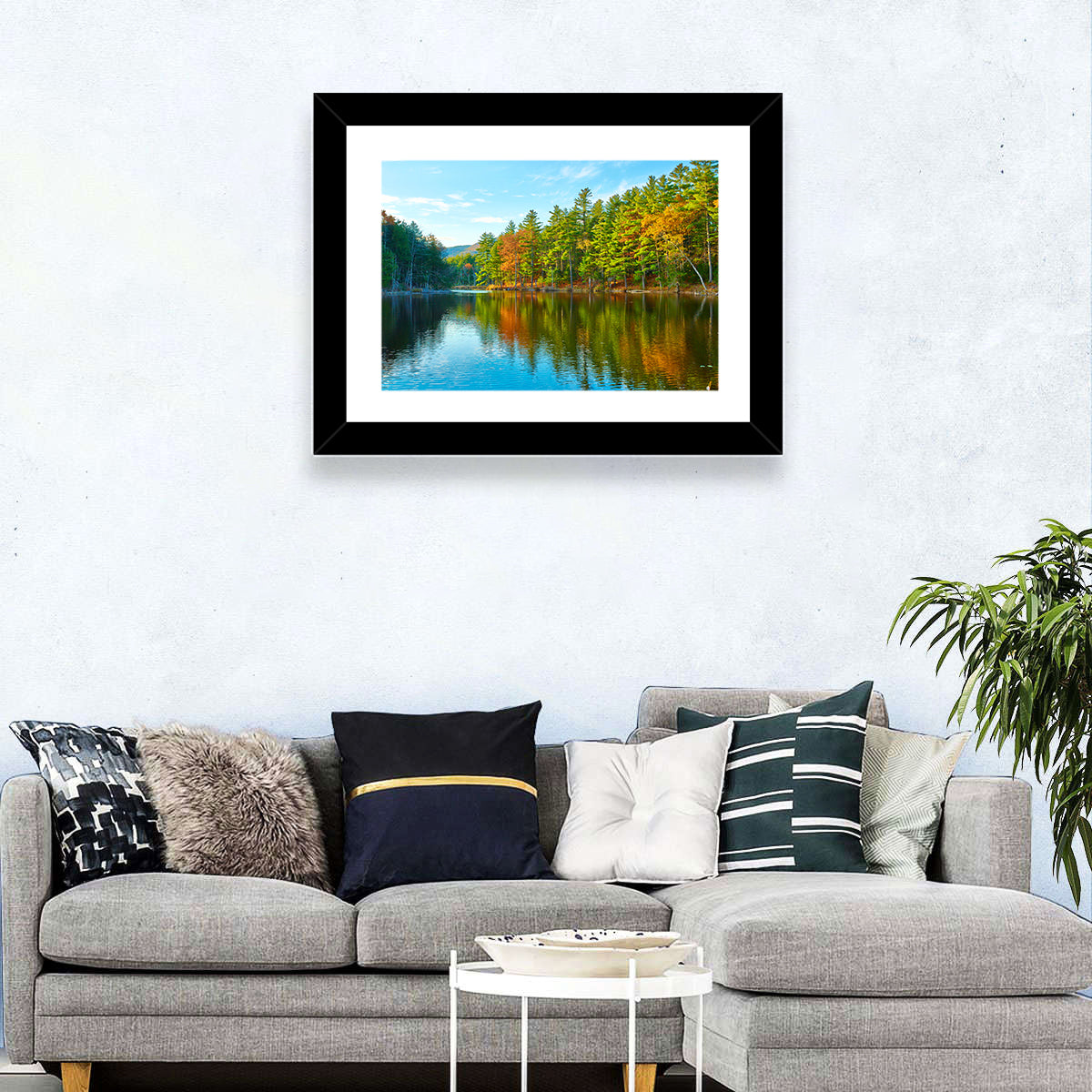 White Mountain Forest Reflections Wall Art in a room, landscape