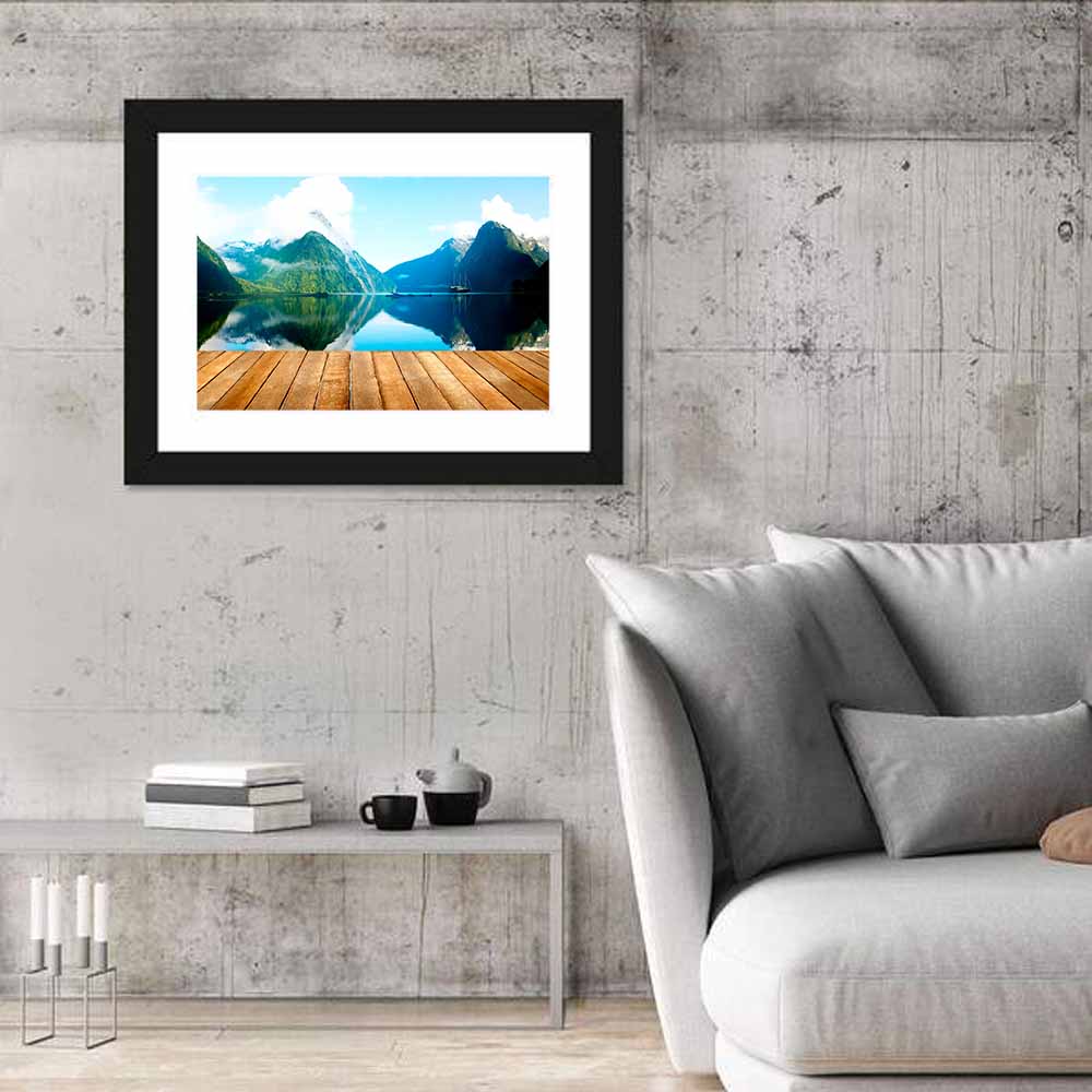 Mitre Peak at Milford Sound Wall Art in a room, landscape