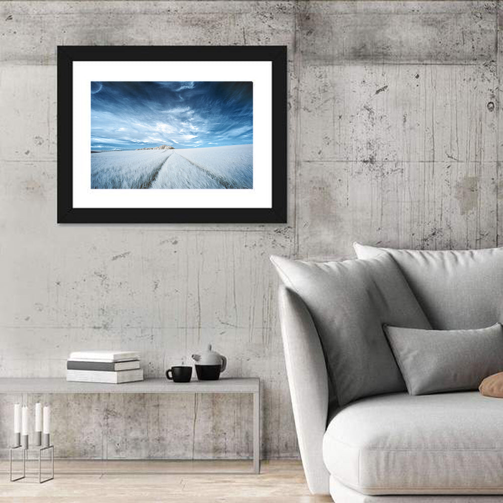 Surreal Infrared Grain Field Wall Art in a room, landscape