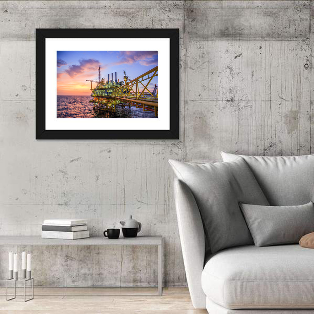 Golden Hour Offshore Oil Rig Wall Art