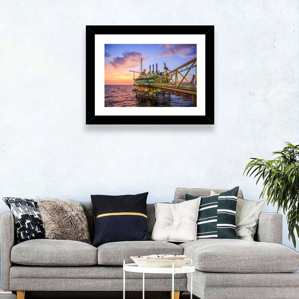 Golden Hour Offshore Oil Rig Wall Art