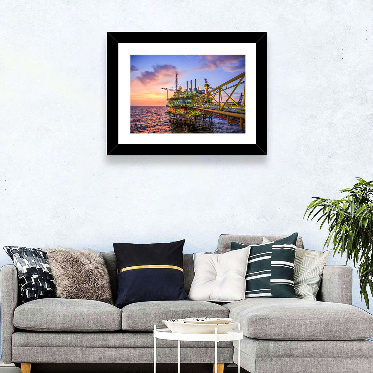 Golden Hour Offshore Oil Rig Wall Art