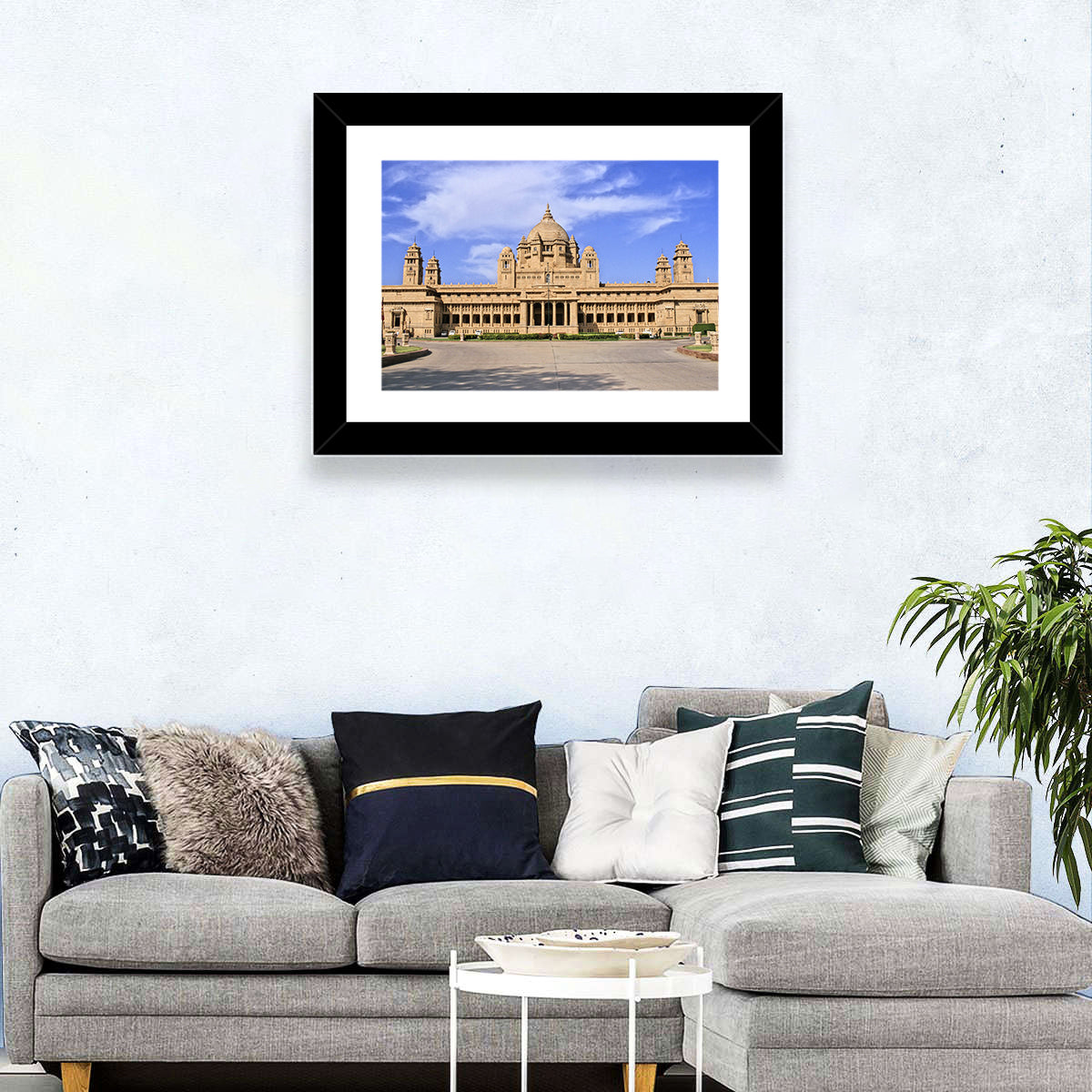 Umaid Bhawan Palace Under Clear Blue Sky Wall Art in a room, landscape