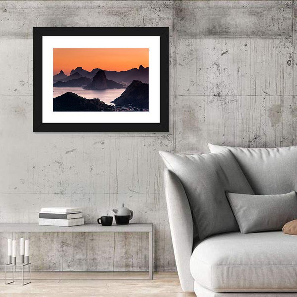Sugarloaf and Corcovado at Sunset Wall Art in a room, landscape
