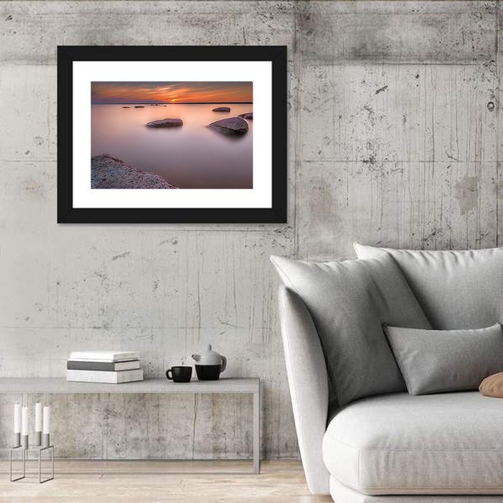 Lake Peipsi Sunset with Rocks Wall Art