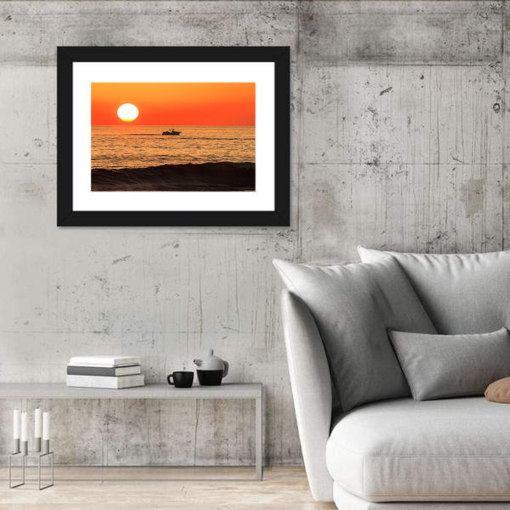 Oceanside Beach California Sunset Wall Art in a room, landscape