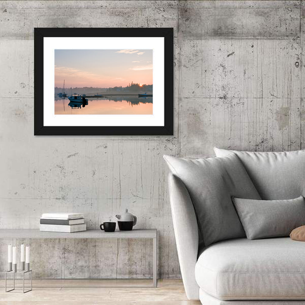Bass Harbor Sunrise Wall Art in a room, landscape