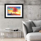 Autumn Tree with Silhouettes Wall Art