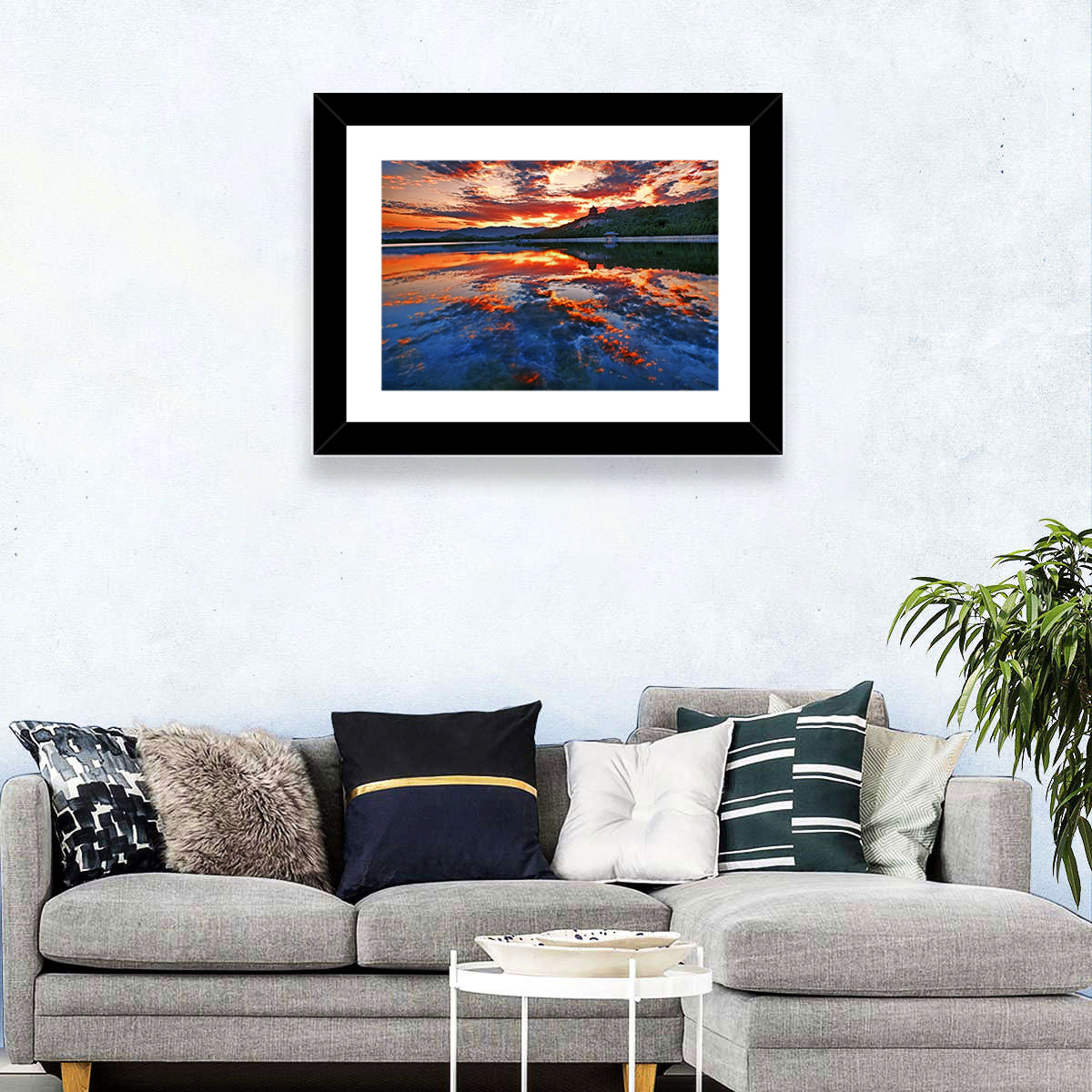 Kunming Lake Sunset, Summer Palace Wall Art in a room, landscape
