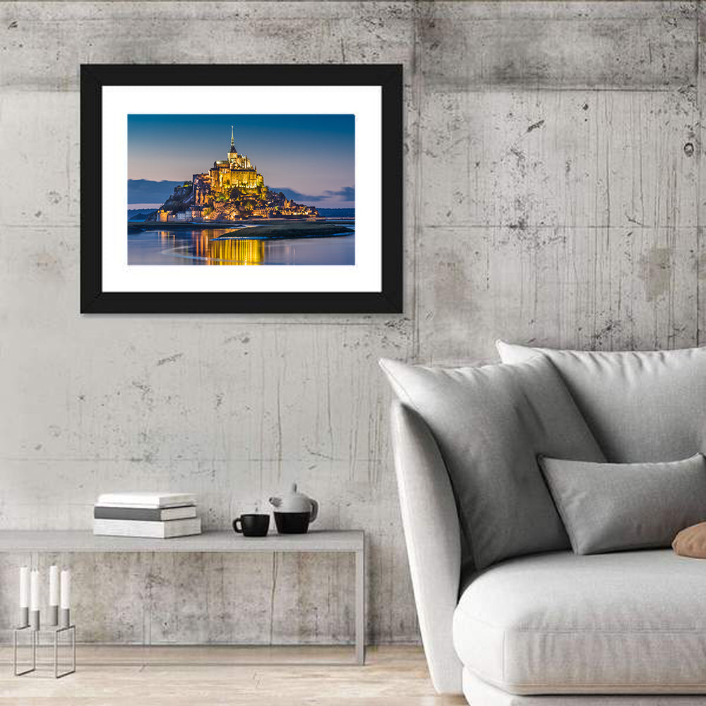 Mont Saint-michel at Dusk Wall Art in a room, landscape