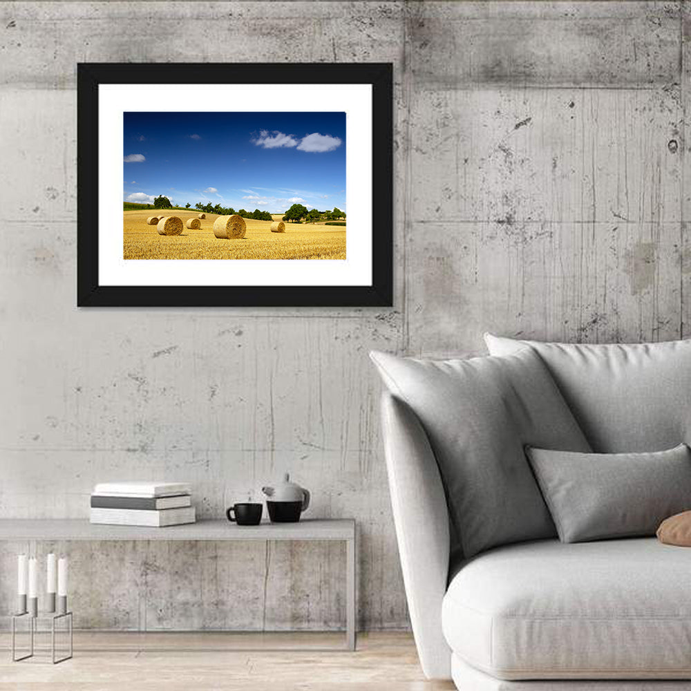 Late Summer Straw Bales Wall Art in a room, landscape