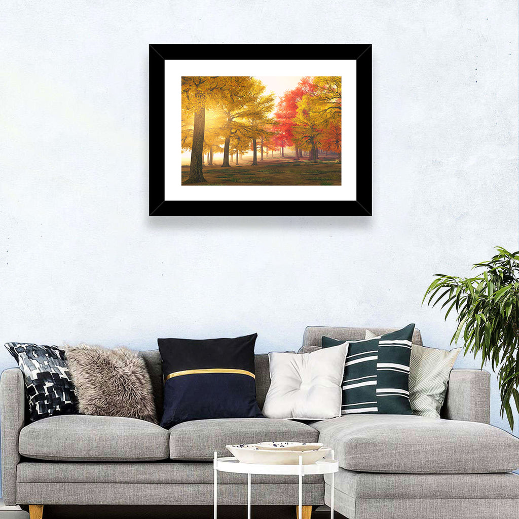 Foggy Autumn Forest Wall Art