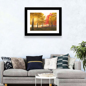 Foggy Autumn Forest Trees Wall Art