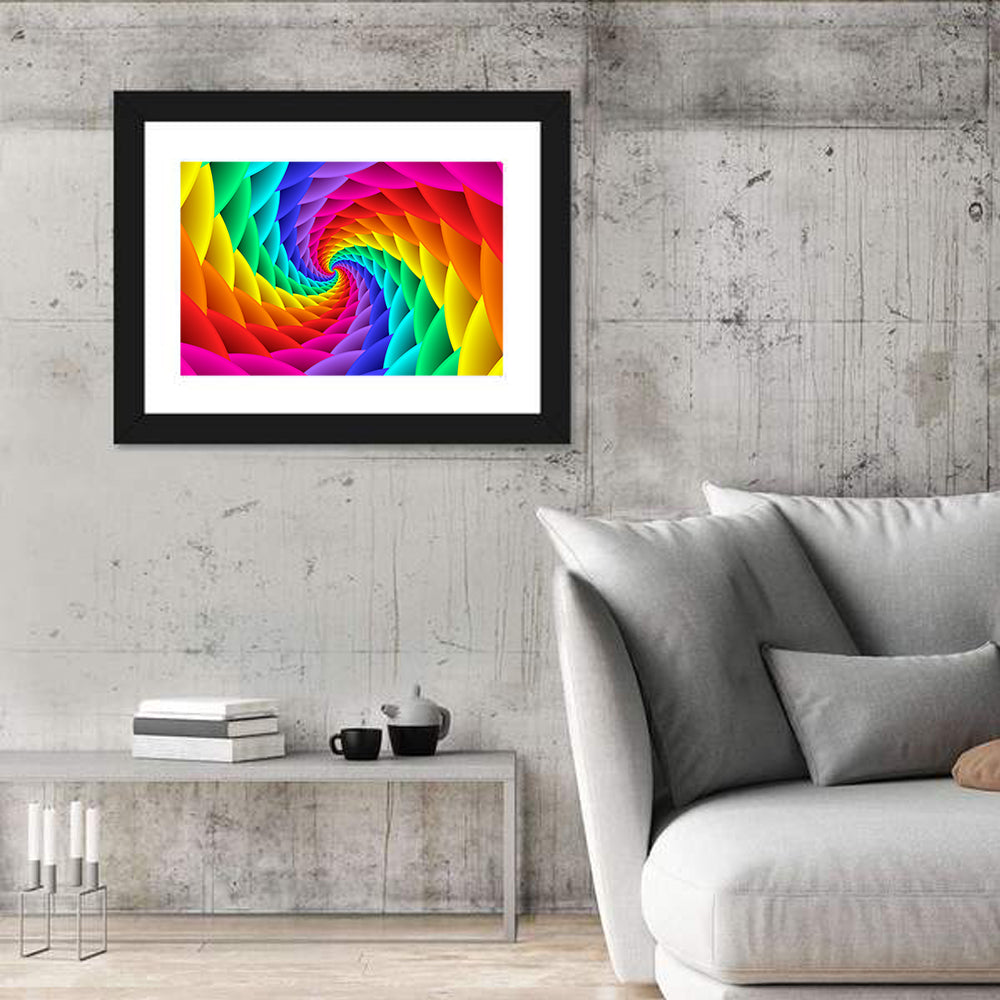 Rainbow Spiral Vortex Tunnel Wall Art