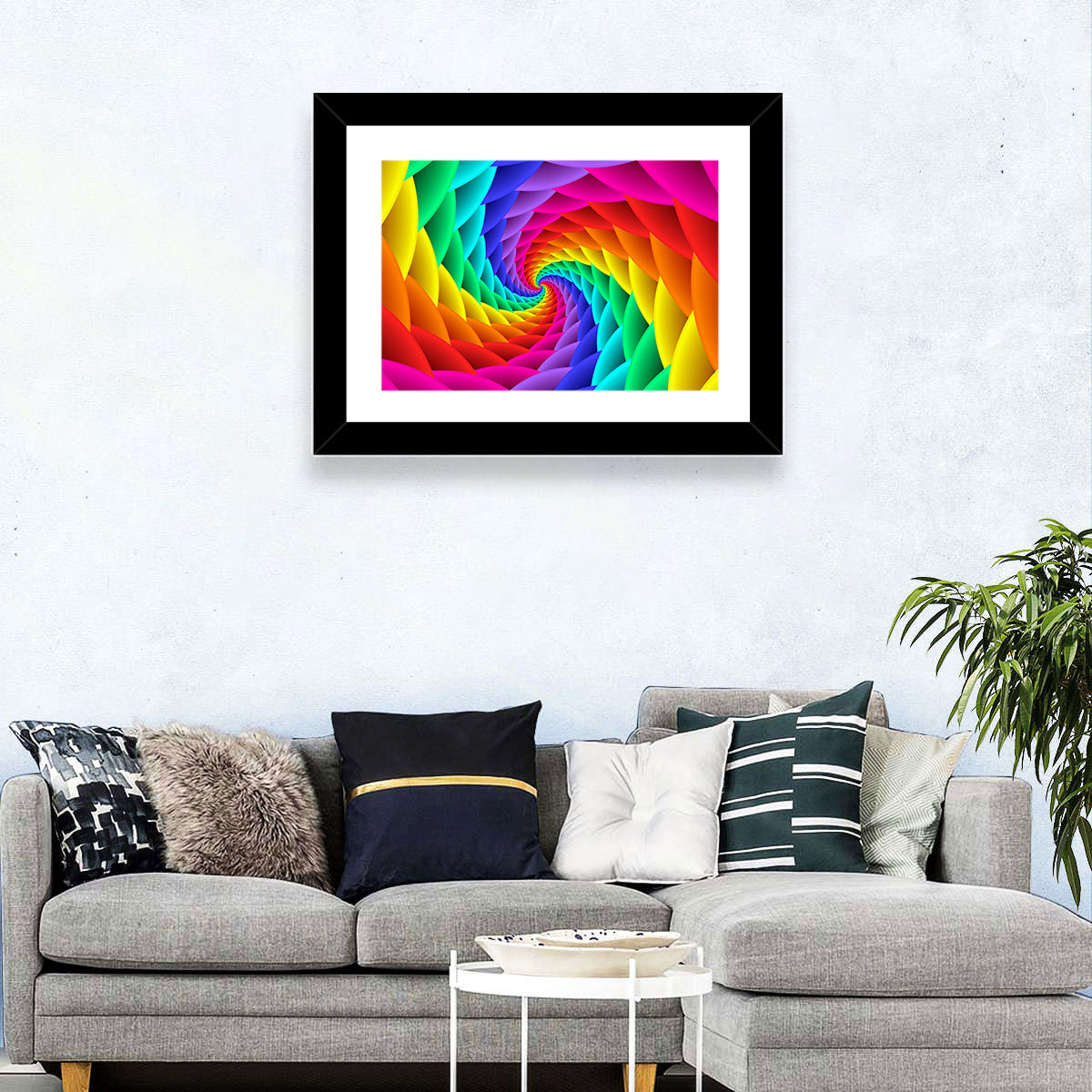 Rainbow Spiral Vortex Tunnel Wall Art