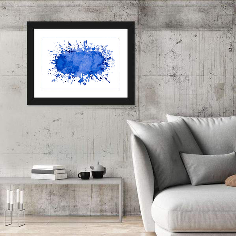 Blue Ink Splash Wall Art