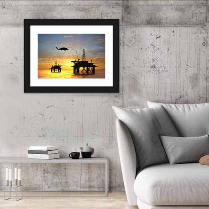 Oil Rigs Silhouette Wall Art