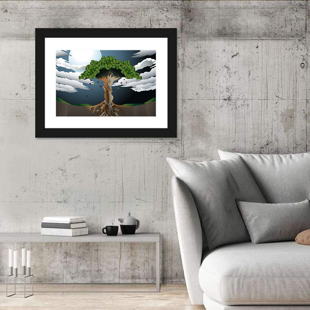 Moonlit Lovers Tree Wall Art