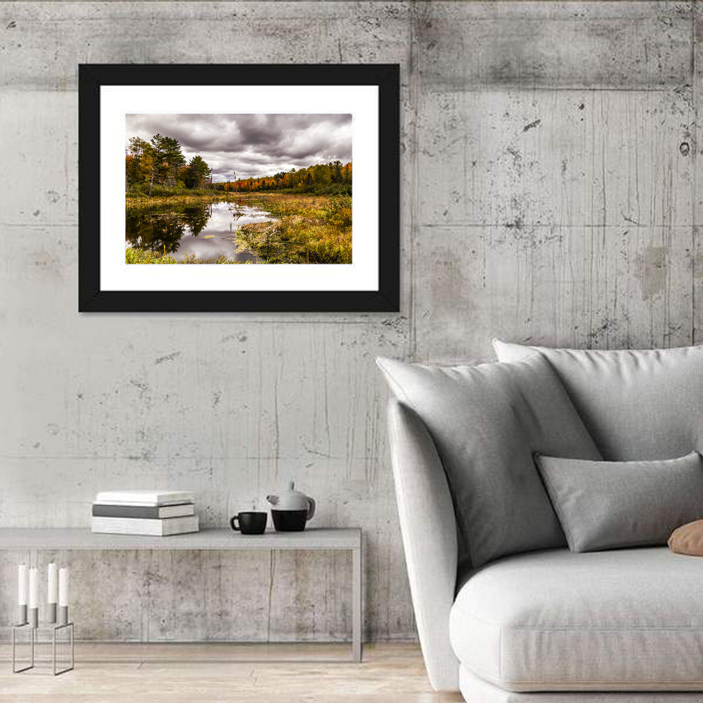 Michigan Autumn Marsh Wall Art in a room, landscape