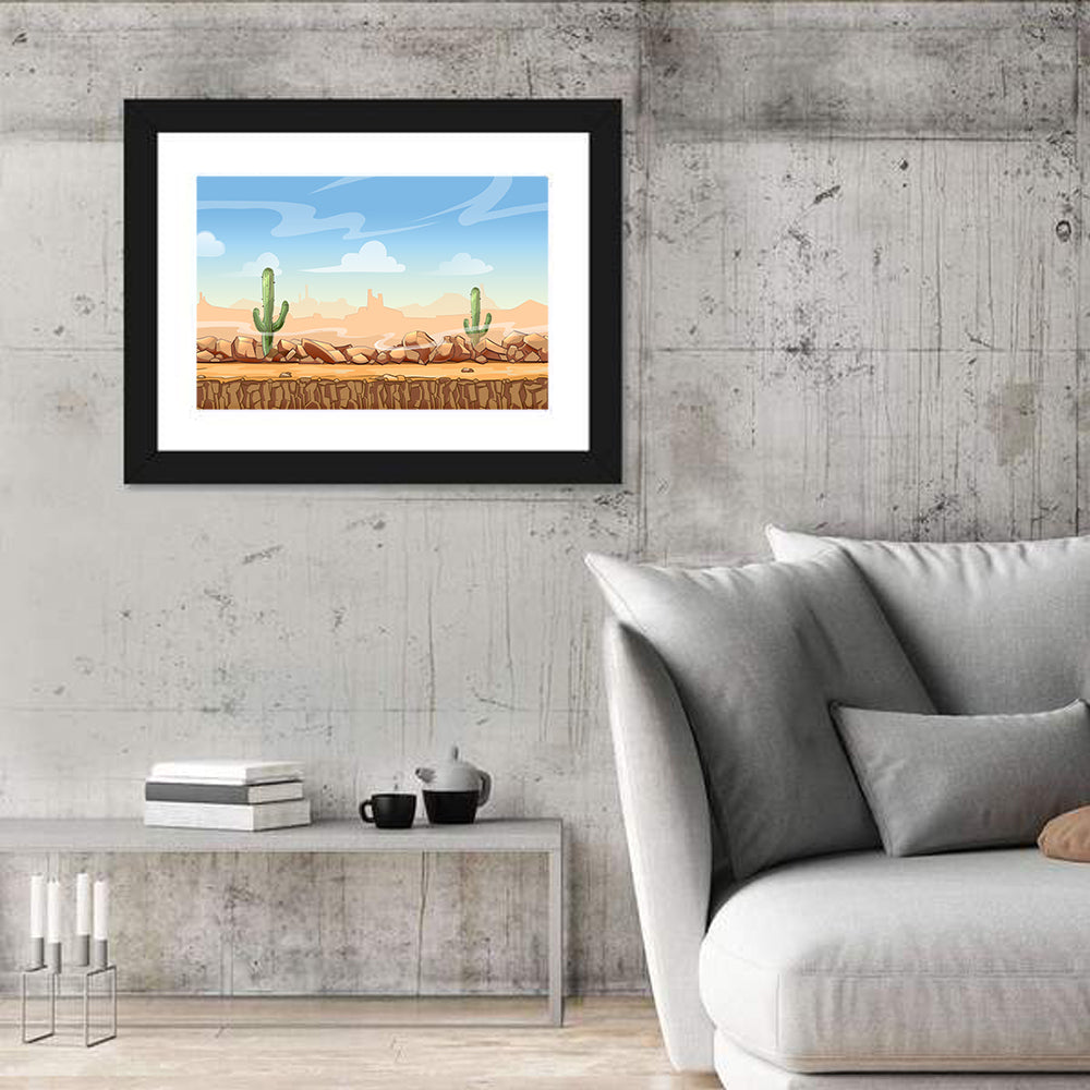 Digital Desertscape Wall Art in a room, landscape