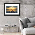 Sunset Pier with Sailboat Wall Art