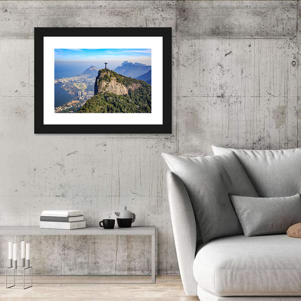 Rio De Janeiro Skyline with Christ the Redeemer Wall Art in a room, landscape