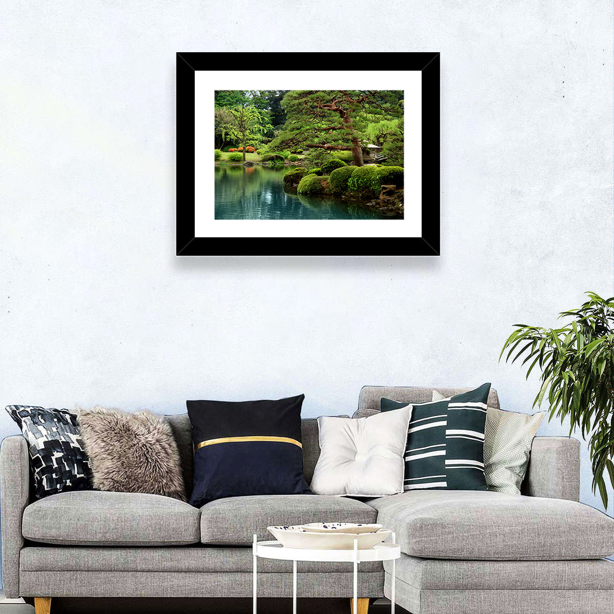 Pond & Bonzai Trees Wall Art