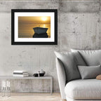 White Rowboat on Golden Sea Wall Art