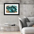 Teal Oil and Water Bubble Abstract Wall Art