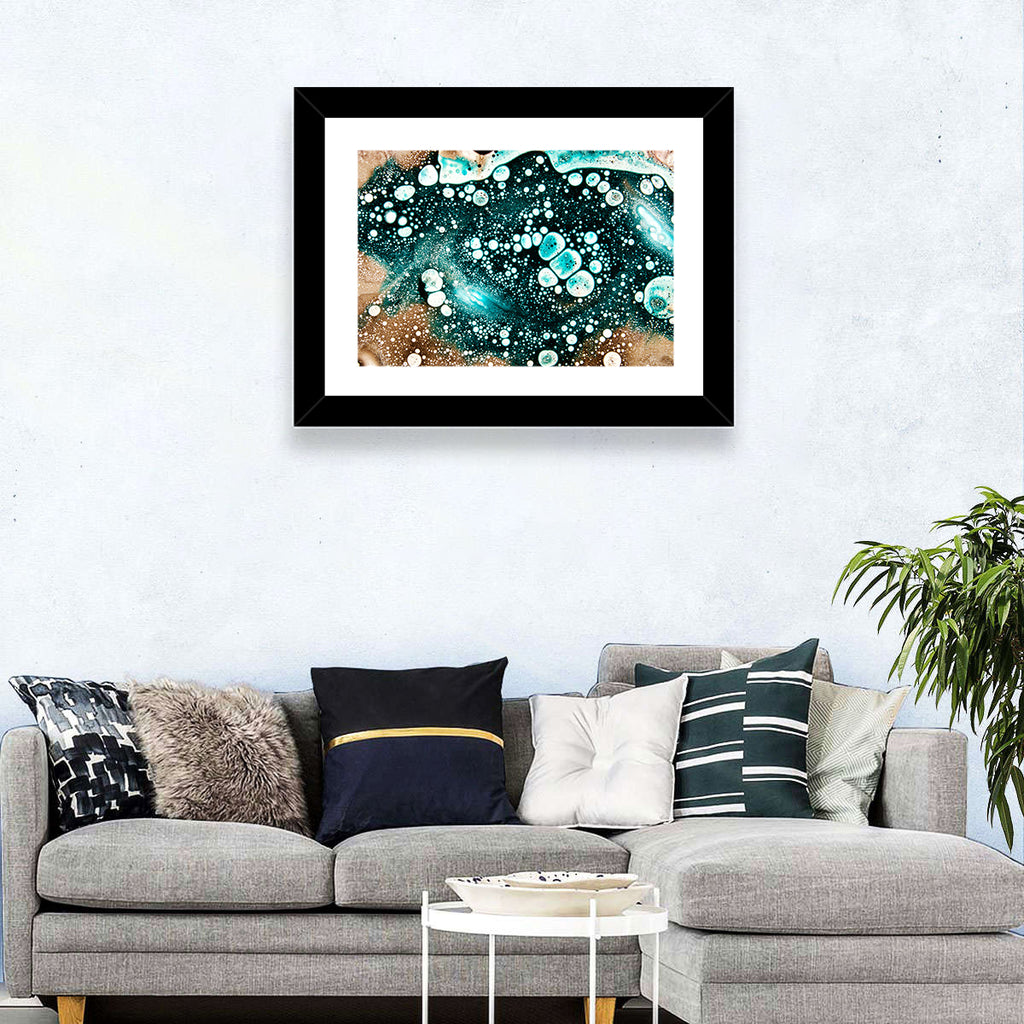 Teal Oil and Water Bubble Abstract Wall Art