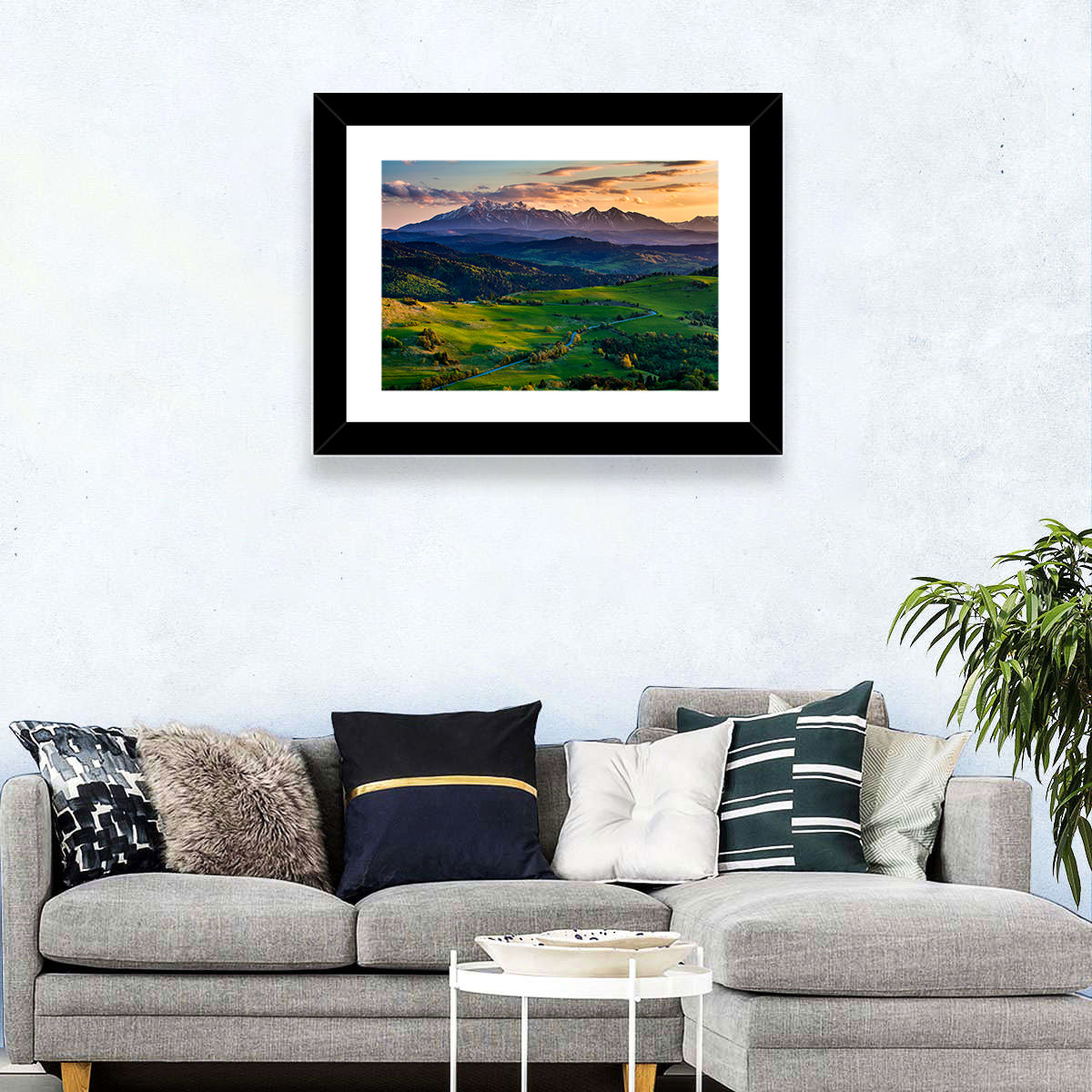 Tatras Golden Hour Vista Wall Art in a room, landscape