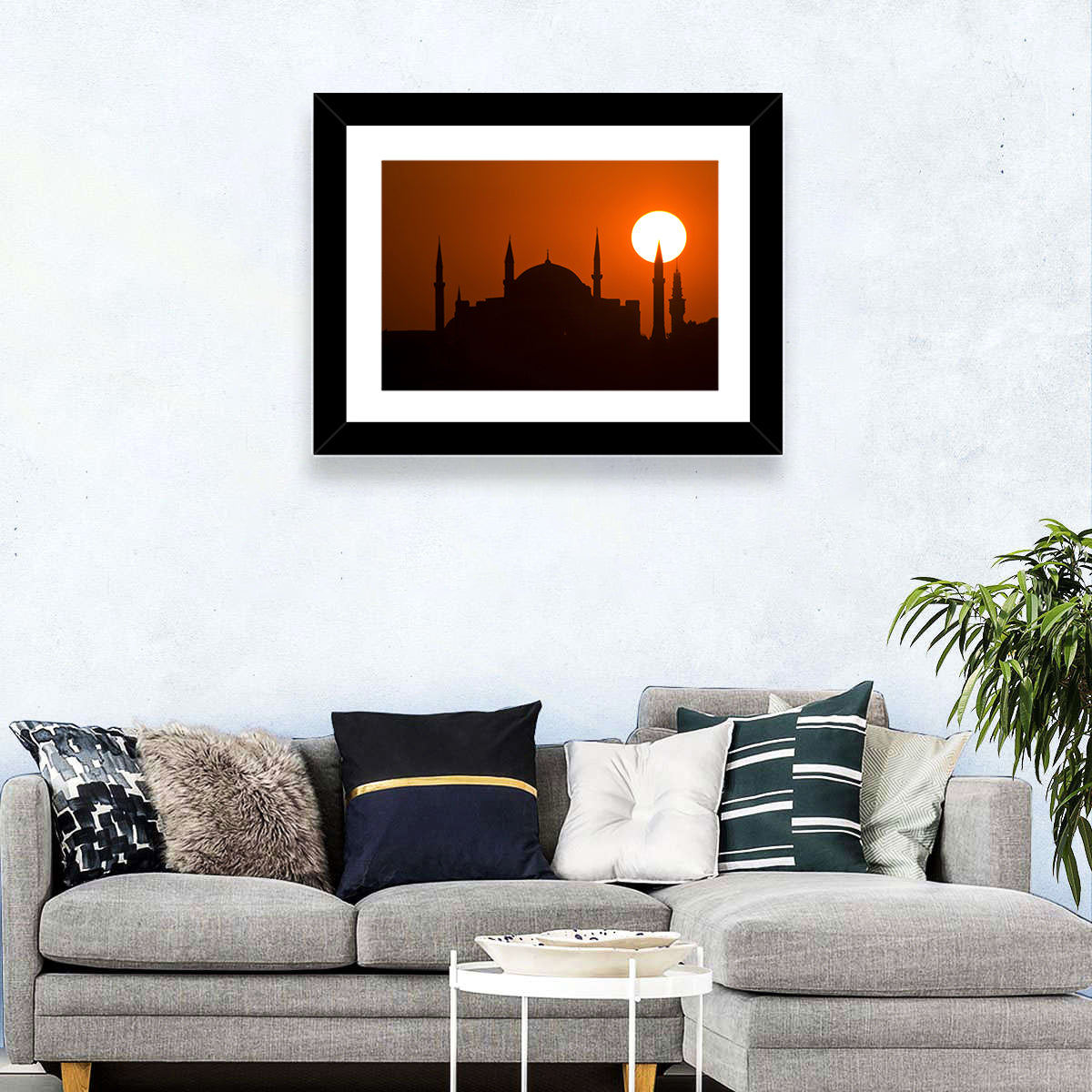 Hagia Sophia Silhouette at Sunset Wall Art in a room, landscape
