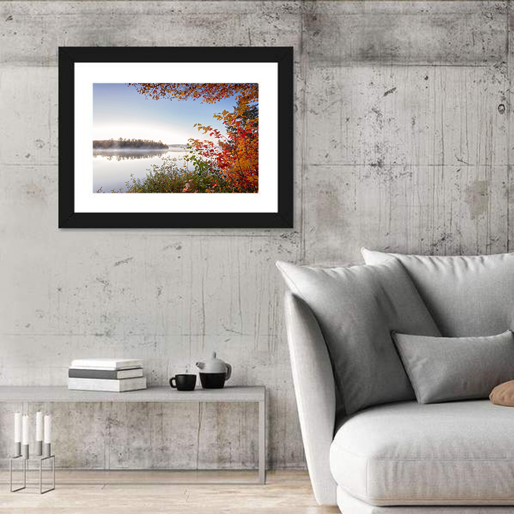 Algonquin Morning Mist Wall Art in a room, landscape