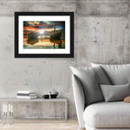 Two Wooden Boats at Sunset Wall Art
