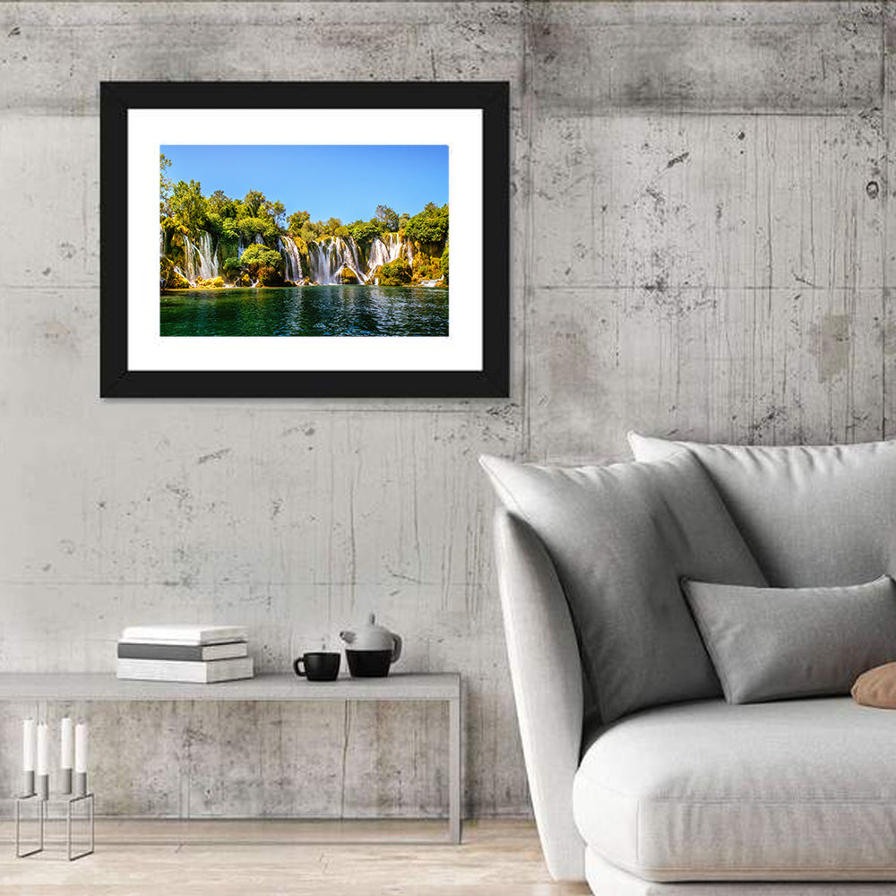 Kravice Waterfalls Wall Art in a room, landscape
