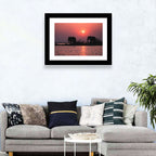 Elephants at Sunset Silhouette Wall Art