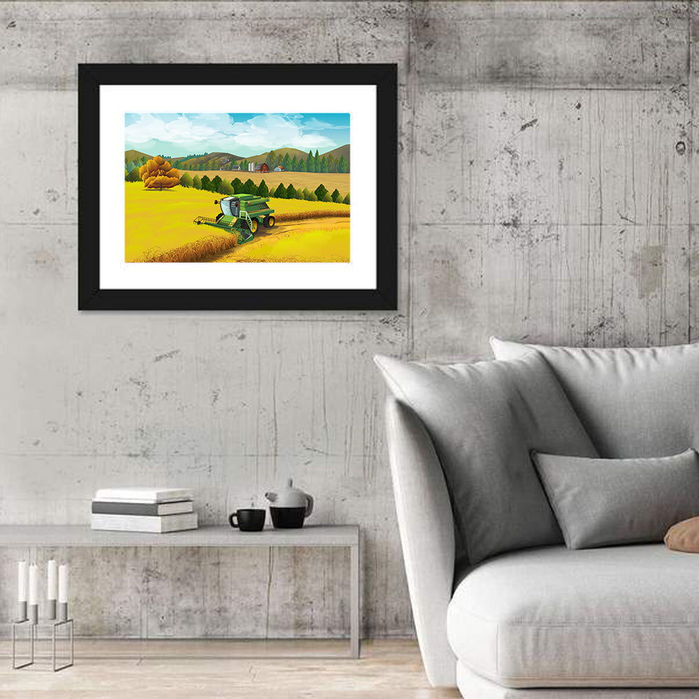 Harvest Season Farm Landscape Wall Art in a room, landscape