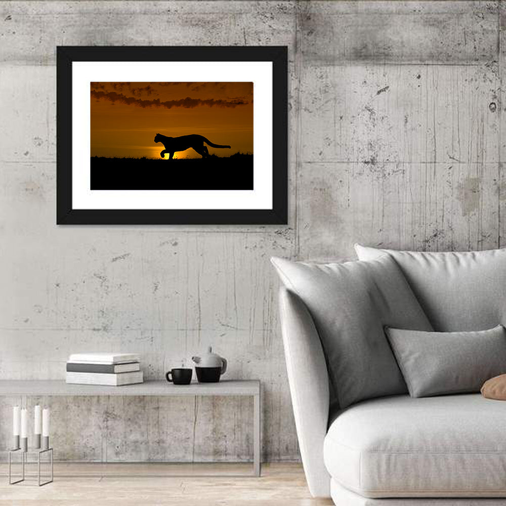 Cougar Silhouette at Sunset Wall Art