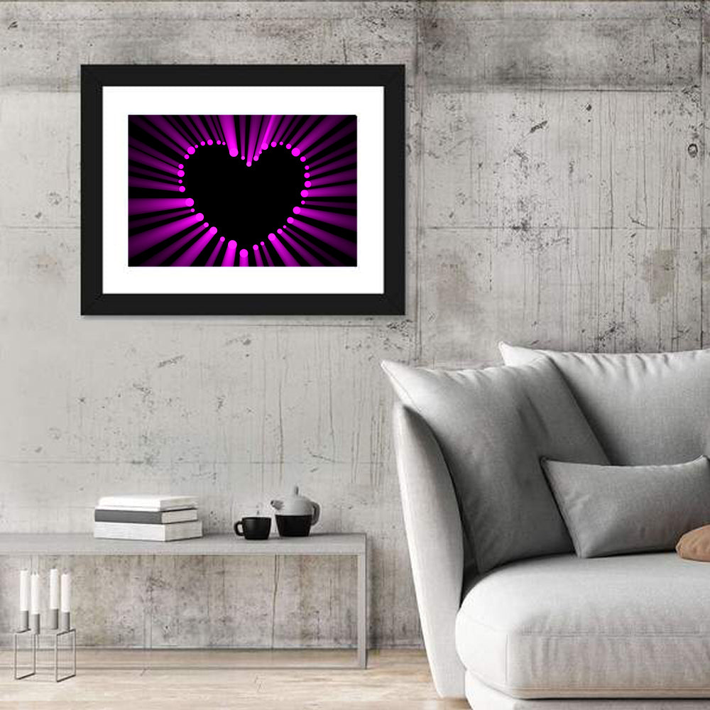 Glowing Heart Wall Art in a room, landscape