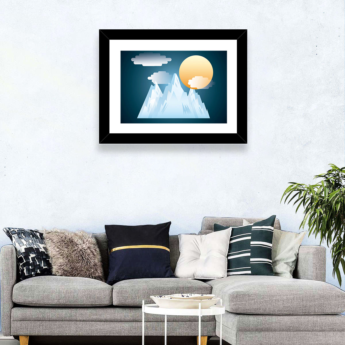 Snowy Mountain Illustration Wall Art